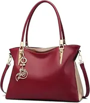 [FOXER] Women Leather Handbag Purse Lady Work Tote Shoulder Bag Top Handle Bag Satchel Carryall Ladies Pocketbooks