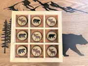 Bear Moose Tic Tac Toe Family Board Game Night Rustic Cabin Lodge Style Decor