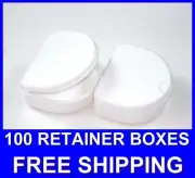 100 White Denture Retainer Box Orthodontic Dental Case Mouth Bleach Brace Teeth.