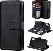 Compatible for Case Samsung Galaxy A31, Wallet Case PU Leather Flip with 10 Card Slots, Magnetic Kickstand Cover+2X Temper Glass Screen Protector-Black