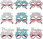 Losuya 6pcs Happy Birthday Glasses Glitter Fun Party Eyelasses for Birthdays Photo Booth Props Party Gifts