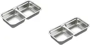 ULTECHNOVO Double Compartment Stainless Steel Seasoning Plate Divided Dish for Sauces Appetizers Condiments Easy to Clean for Home Restaurants Catering