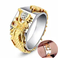 在飛比找蝦皮購物優惠-2018新款時尚龍戒霸氣男戒指 黃金分色戒指 鑲鑽戒指