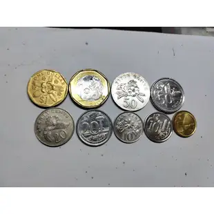 新加坡A 硬幣 壹元2款 50分2款 20分2款 10分2款 5分1款 各一枚 共9枚