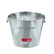 45L Metal Ice Bucket Galvanised Tin W/ Wood Handle Beer Water Storage Garden Pot
