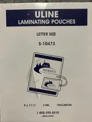 Uline laminating pouches 9”x11 1/2” 3MIL 100pcs