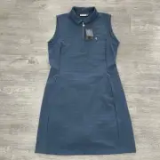 Kjus Hartlee Texture Golf Dress Women 42 XL 1/2 Zip Golf Polo Shorts UPF 30+ NWT