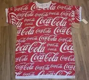 VTG NWT 1986 Coca Cola Ringer Tee All Over Graphic Adult One Size See measure