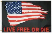 3x5 USA Live Free Or Die Black Premium 100D Woven Poly Nylon Flag Banner