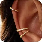 Thin Chunky Ear Cuffs Non Piercing for Women - Dainty 14K Gold Plated/Sterling S