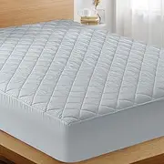[Utopia Bedding] Quilted Fitted Mattress Pad, Queen Size, Elastic Fitted Mattress Topper Protector and Cover Stretches up to 16 Inches Deep, Machine Washable (Light Grey)