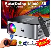 5G WiFi Android 4K Projector Full HD 1080P 8K Video Dolby Audio Home Theater