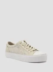 GUESS Women's Silver Beige Nortin Logo Low Top Sneakers Size: 10