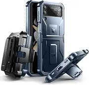 [Dexnor] for Samsung Galaxy Z Flip 4 5G Case, Full-Body Dual Layer Rugged Case with Built-in Screen Protector & Kickstand for Samsung Galaxy Z Flip4 5G - Blue
