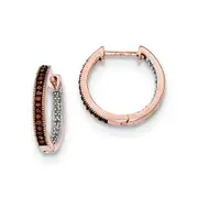 14K Rose Gold 2.3mm In u0026 Out Real Diamond Hinged Hoop Earrings