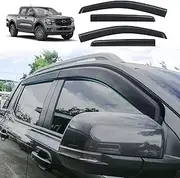 SUERAUTO4X4 for Ford Ranger Wildtrak Raptor Accessories Next Gen 2025 2024 2023 2022 Dual Cab Weather Shield Weathershields Window Visor Wind Deflectors Injection Black, 4PCS