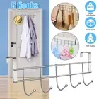 5-Hooks Clothing Coat Towel Hanger Rack Holder Shelf Over Door Home Bathroom