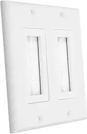 KITANDOVE Wall Plate Dual Port Insert for Tv Coaxial Ethernet Speaker Power Cords Brush Plate Solderfree Wall Plate Cable Pass