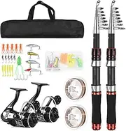 Telescopic Fishing Rod and Fishing Reel Combos Full Kit for Saltwater Freshwater