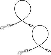KALIONE 2 Pack Chew Proof Dog Leash Extension Metal Cable Lead, Heavy Duty Leash Non-Tangle Connect Leash for Any Leash & Collar & Harness, Black Dog Leash Extender, Black+Black