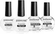 JODSONE 4 Bottle 10ML Nail Primer Base Coat Top Coat Glossy Quick Drying Durable DIY Nail Art Design Long Lasting suitable for all seasons