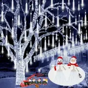 2-Pack Meteor Shower Christmas Lights Outdoor Decorations, Extendable Tree Li...