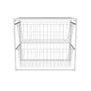 Storage Basket Wire White Steel 2-Drawer Close Mesh 18.54 in. H x 21.75 in. W