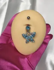 Belly Ring - Desire Dangling Belly Ring - Blue