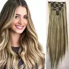 Clip in Hair Extensions Clip in Extensions Synthetic Hair 22 Inches Blonde Brown