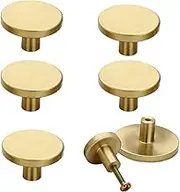 6 pcs Gold Cabinet Knobs,Brass Solid Drawer Knobs,Gold Knobs for Bathroom Cabinet