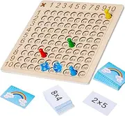 ZUNIPLEX Wooden Math Multiplication Board,1x1 Learning Game,Multiplication Table for Primary School,Times Table Games for Kids, Number Games,Numbers for Kids,Educational Toys,Montessori Toys