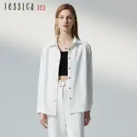 在飛比找momo購物網優惠-【Jessica Red】休閒簡約百搭寬鬆長袖襯衫82443