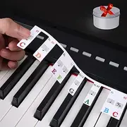 Piano Keyboard Stickers for Beginners,61 Key Full-Size Kids Keyboard Piano Notes Stickers,Color Letter Piano Key Stickers Removable,Piano Key Labels Overlay Rake,Learn Piano Guide Marker Accessories