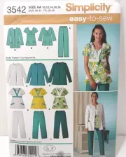 Simplicity Women's Scrubs Sewing Pattern #3542 Sz 10-18 Easy Sew NOS Uncut FF