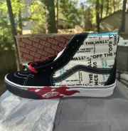 Size 9.5 - Vans SK8-HI City Map Flames Black Gum Shoes Mens Hi Top OTW Skate