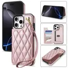 For iPhone 16 15 14 13 12 XR 11 Leather Wallet Card Holder Phone Back Cover Case