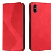 iphone x /xs Case, PU Leather Flip Cover Magnetic Closure Wallet Card Slots Stand Case - Red