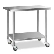 Cefito 430 Stainless Steel Kitchen Benches Work Bench Food Prep Table with Wheel
