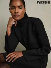 Reiss Black Krysta ZIp-Neck Interlock-Jersey Dress (AB1780) | $350
