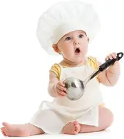 M&G House Unisex Baby Chef Costume Newborn Photography Prop Baby Uniform Photo Props Chef Outfit Apron + Chef Hat (Fits 0-6 Months)