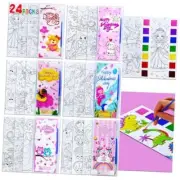 JUNQIU 24 Pack Valentines Day Cards for Kids School, Watercolor Coloring Book