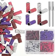 ITADAKU 120 Pcs 3mm Mini Sanding Bands for Nail Drill - Fine Grit Nail Drill Bits with Mandrel for Acrylic Nails, Gel Manicure, and Pedicure
