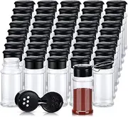 Tuperoymse 50Pcs Plastic Spice Jars with Shaker Lids Spice Containers Plastic Spice Bottles Seasoning Shaker Jars 3.3Oz/100Ml Black