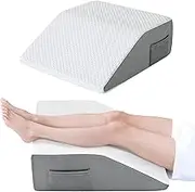 Cozymaker Adjustable Leg Elevation Pillows, Bed Wedge Cooling Gel Memory Foam Pillows for Swelling, After Surgery, Sciatica Back Knee Hip Ankles Pain Relief, Leg Pillows for Sleeping