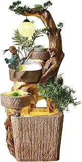 Chinese Rockery Water Fountain Monk Statue Circulating Water Landscape Ornaments Indoor Freestanding Fountain