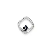 14K White Gold Real Diamond u0026 Sapphire Square Pendant Slide
