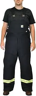 [CARHARTT] Men's 101628 Flame-Resistant Striped Duck Bib Overall - Quilt Lined - 50W x 30L - Black