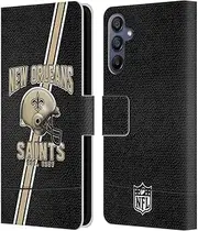 Head Case Designs Officially Licensed NFL Football Stripes New Orleans Saints Logo Art Leather Book Wallet Case Cover Compatible with Samsung Galaxy A15