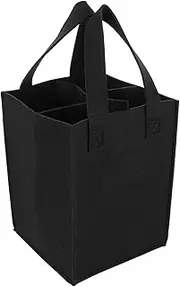 [Cabilock] Wine Bottle Felt Bag Beer Bottle Holder Carrier Black 4 Bottle Capacity Portable Elegant Wine Tote Carrier Present
