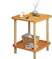 Wooden Bedside Table, Partitioned Storage, Table with Stable Structure, Solid Wood Table Corner, Modern and Simple Double Layer, Suitable for Living Room, Sofa, Balcony, Office, 40x40x53cm (Walnut)